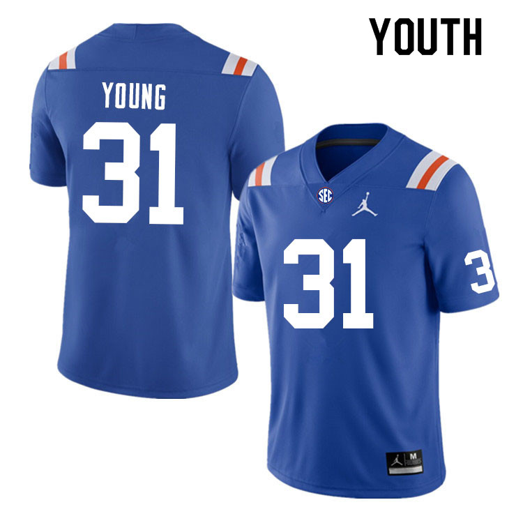 Youth #31 Jordan Young Florida Gators College Football Jerseys Sale-Throwback